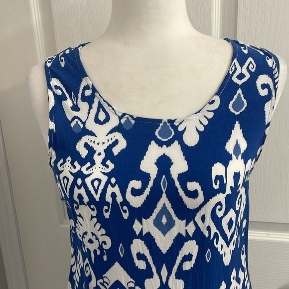 Papillon Blue and White Sleeveless Shift Dress Size S - Picture 6 of 13